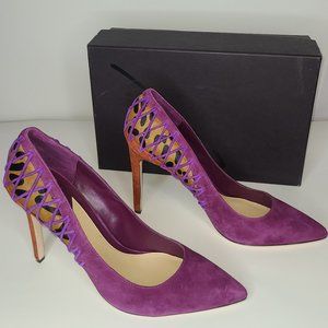 B Brian Atwood Purple Oriel Suede - Size 10 New